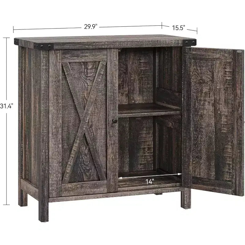 Credenza da Buffet, Mobile Contenitore da 60 con 2 Armadietti e Ripiano Aperto, Credenza Console per Soggiorno, Sala da Pranzo, Corridoio