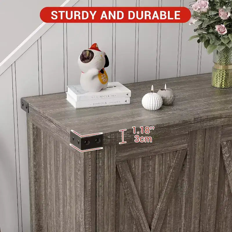 Credenza da Buffet, Mobile Contenitore da 60 con 2 Armadietti e Ripiano Aperto, Credenza Console per Soggiorno, Sala da Pranzo, Corridoio
