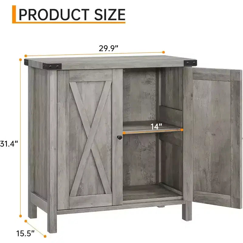 Credenza da Buffet, Mobile Contenitore da 60 con 2 Armadietti e Ripiano Aperto, Credenza Console per Soggiorno, Sala da Pranzo, Corridoio