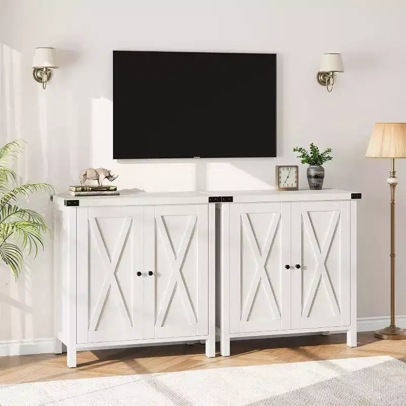Credenza da Buffet, Mobile Contenitore da 60 con 2 Armadietti e Ripiano Aperto, Credenza Console per Soggiorno, Sala da Pranzo, Corridoio