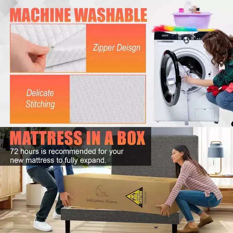 Materasso in Memory Foam al Carbone di Bambù da 5 Pollici, Rigidità Media, Certificazione CertiPUR-US
