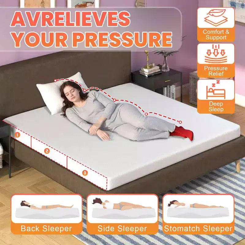 Materasso in Memory Foam al Carbone di Bambù da 5 Pollici, Rigidità Media, Certificazione CertiPUR-US