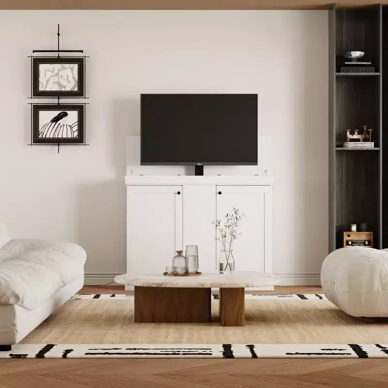 Postazione Gaming Smart Lift, Altezza Regolabile, Controllo Intelligente/Doppi Fori per la Gestione dei Cavi, Ideale per Schermi da 50 Pollici per Gaming Domestico/Spazi di Intrattenimento