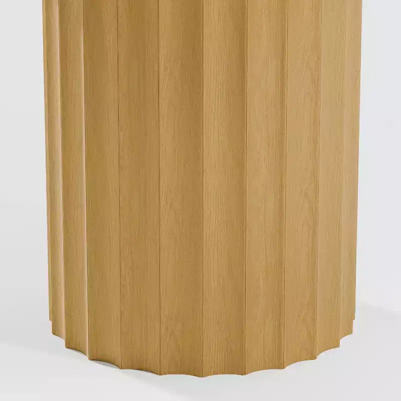 Tavolo da pranzo rotondo in legno massello da 60 pollici per 6-8 persone, tavolo da cucina con piano e base cilindrica scanalata per soggiorno/sala da pranzo, ufficio, colore naturale