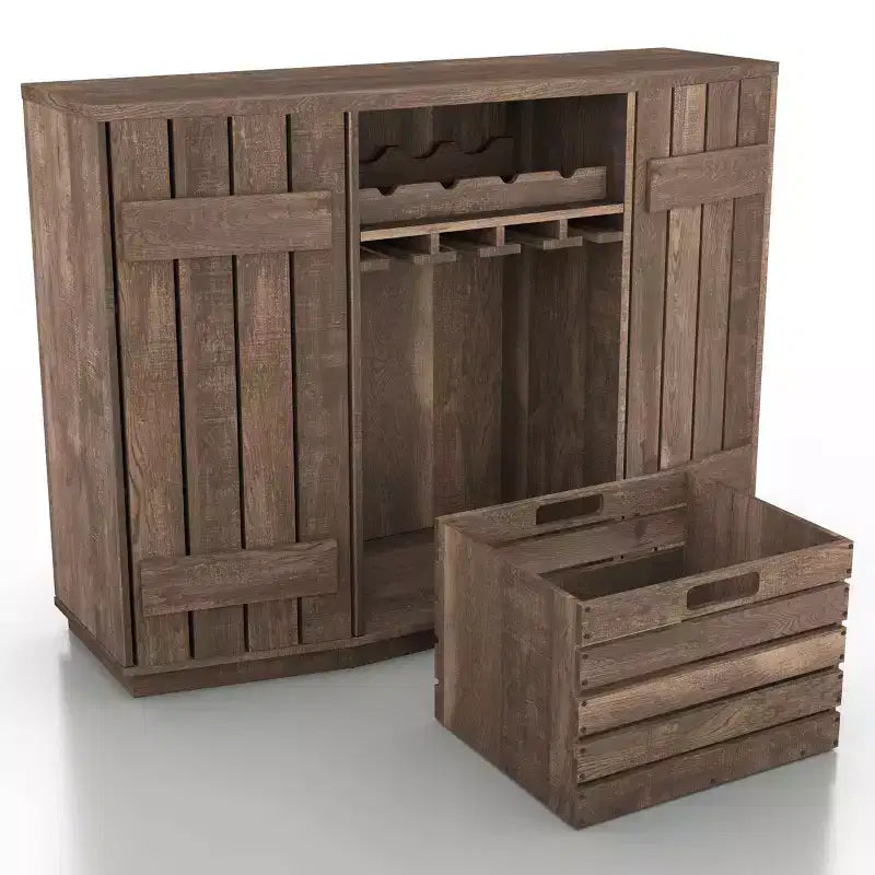 HOMES: Inside + Out Madia Candy Plank Inspired con Cassette Estraibili in Rovere Recuperato: Contenitore da Cucina, Porta Bicchieri