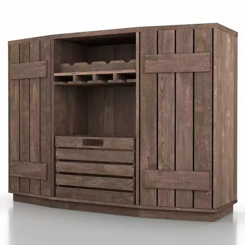 HOMES: Inside + Out Madia Candy Plank Inspired con Cassette Estraibili in Rovere Recuperato: Contenitore da Cucina, Porta Bicchieri