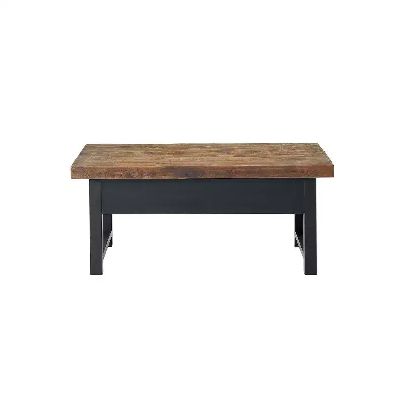 42" Pomona Coffee Table: Rustic Lift-Top Storage, Distressed Pine Wood, Industrial Style, Black Frame