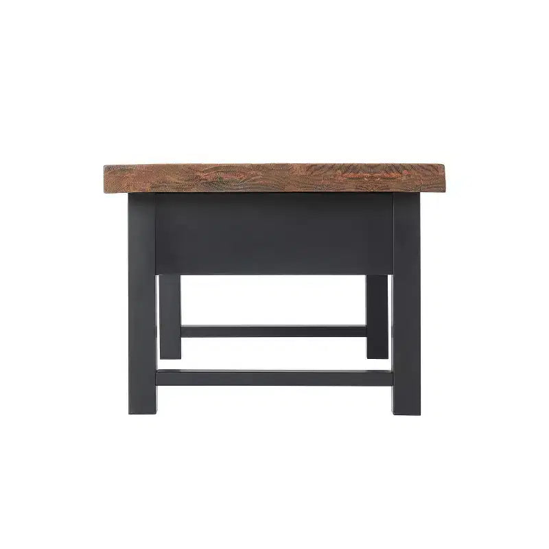 Tavolino da caffè Pomona da 42": Contenitore rustico con piano a sollevamento, legno di pino anticato, stile industriale, struttura nera