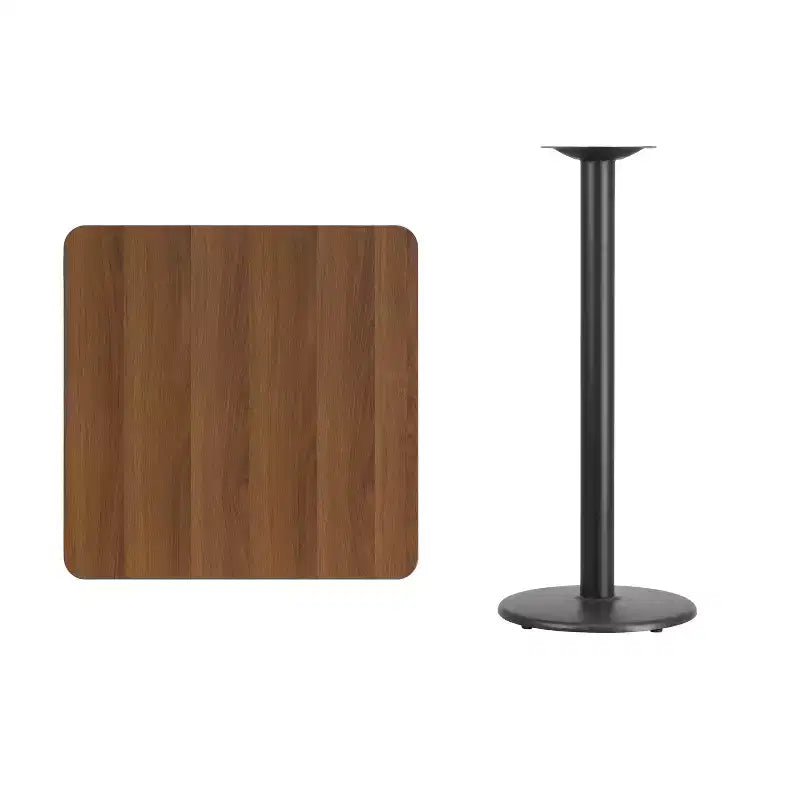 Piano di tavolo laminato quadrato da 30 con base da tavolo alta da bar rotonda da 18