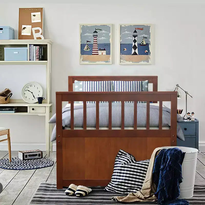 Letto a castello "Twin Captain" con rotelle e cassetti per bambini, disponibile nei colori noce, espresso e bianco.