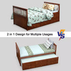 Letto a castello "Twin Captain" con rotelle e cassetti per bambini, disponibile nei colori noce, espresso e bianco.