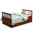Letto a castello "Twin Captain" con rotelle e cassetti per bambini, disponibile nei colori noce, espresso e bianco.