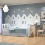 Letto a castello "Twin Captain" con rotelle e cassetti per bambini, disponibile nei colori noce, espresso e bianco.
