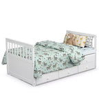 Letto a castello "Twin Captain" con rotelle e cassetti per bambini, disponibile nei colori noce, espresso e bianco.