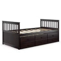 Costway Twin Captain's Bed Bunk Bed Alternative w/ Trundle & Drawers for Kids WalnutEspressoWhite