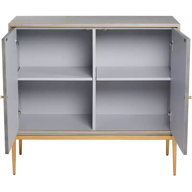 Tate 39 1/2" Larga 2 Ante Grigio Legno Moderna Cassettiera d'Accento
