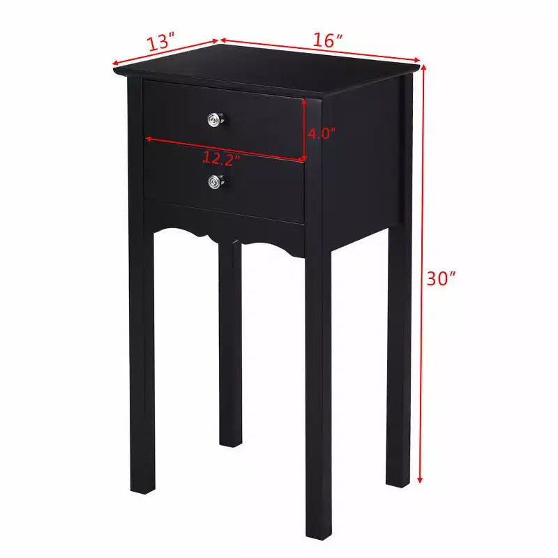 Tavolino da Salotto Comodino con 2 Cassetti Nero
